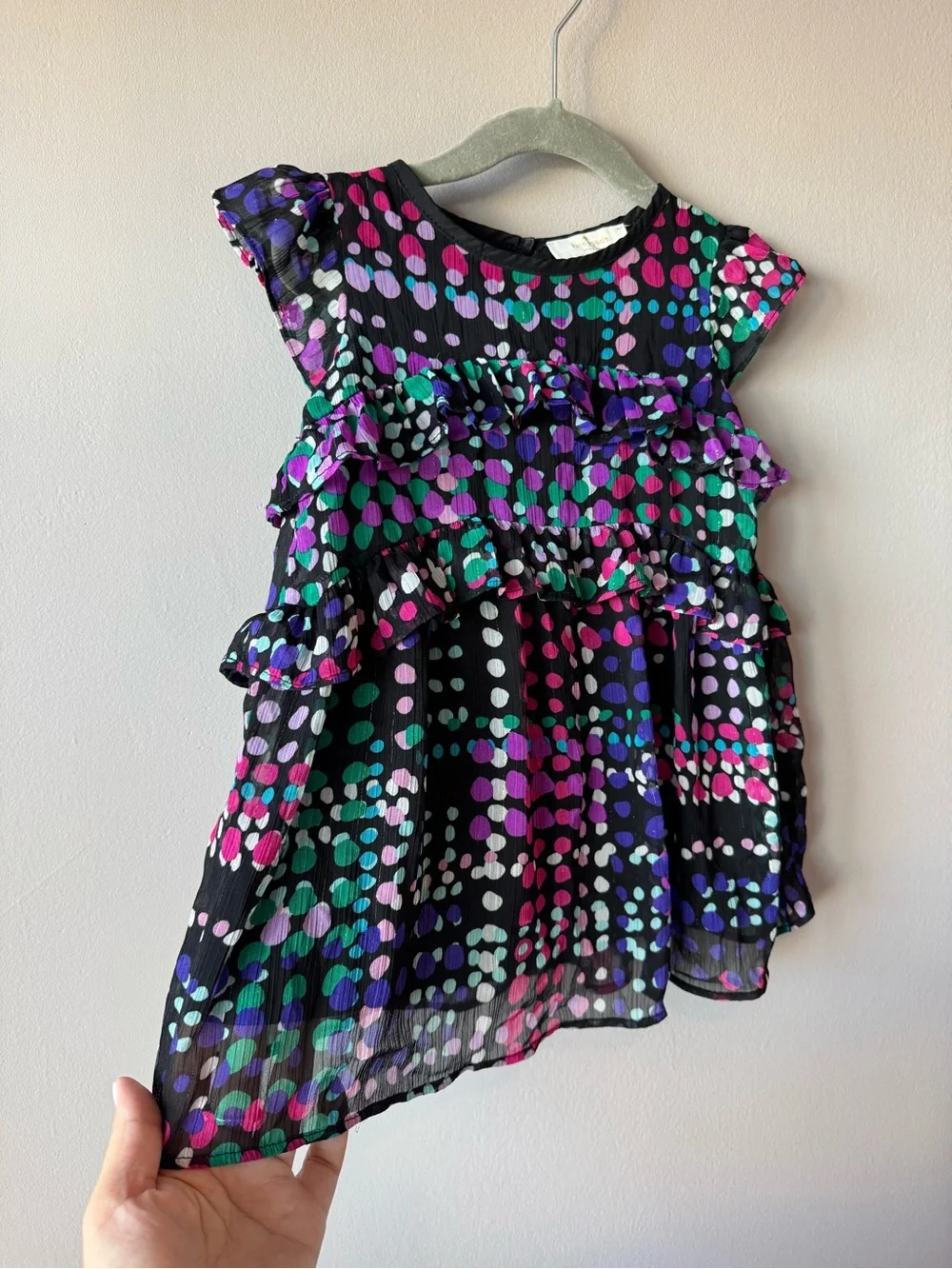 Kate Spade New York Multicolor Confetti Polka Dot Tiered Ruffle Dress 24 Months